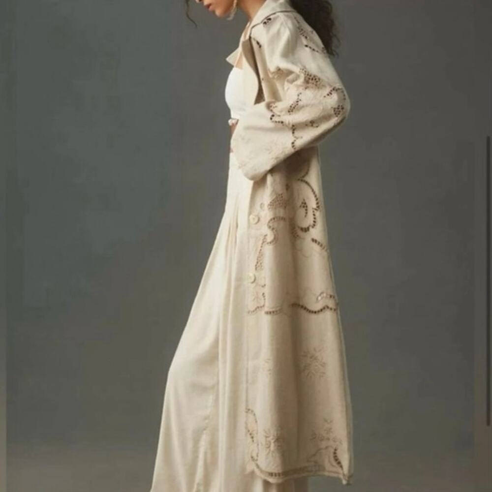 Avec Les Filles Cutwork Linen Trench Coat - Picture 2 of 7